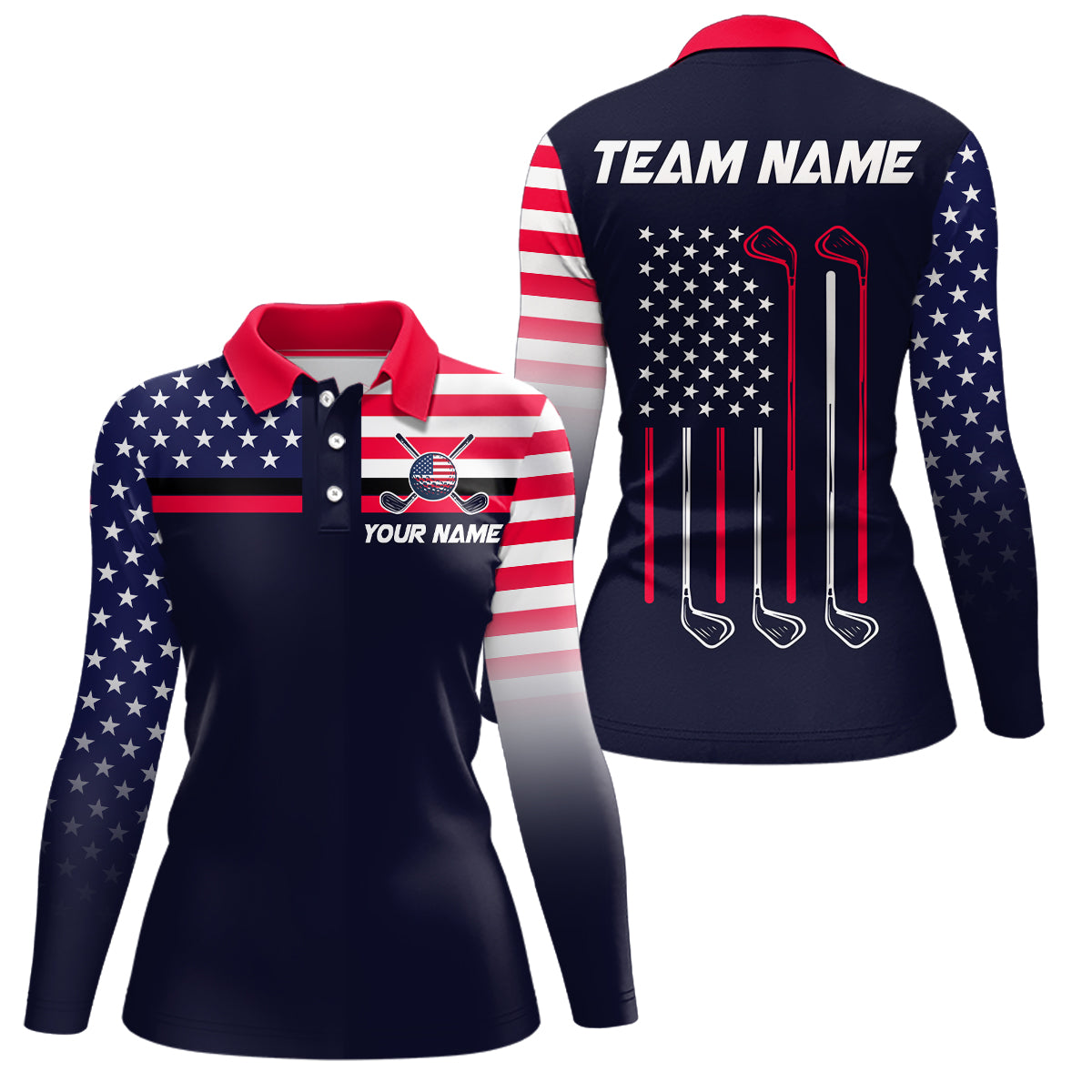 Custom Navy Blue Patriotic Golf Polo Shirt for Men Women Team Golf Apparel MMG20