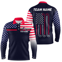 Load image into Gallery viewer, Custom Navy Blue Patriotic Golf Polo Shirt for Men Women Team Golf Apparel MMG20