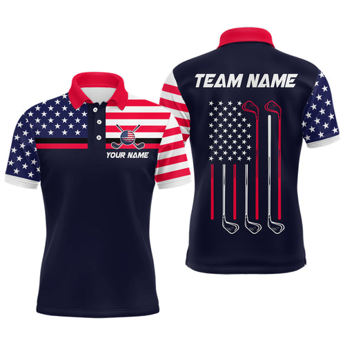 Custom Navy Blue Patriotic Golf Polo Shirt for Men Women Team Golf Apparel MMG20