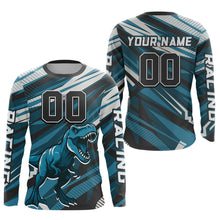 Load image into Gallery viewer, Dinosaur Motocross Jersey Custom Blue Dirt Bike Shirts for Men Kid Women Upf30+ XM351