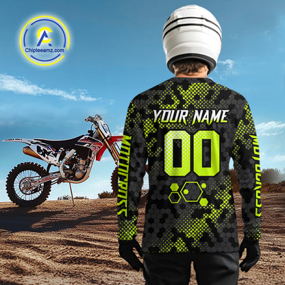 Custom Dinosaur Motocross Racing Jersey Green Dirt Bike Jersey for Men Kid Women XM387