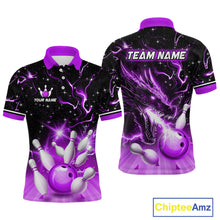 Load image into Gallery viewer, Purple Dragon Flaming Bowling Shirt for Men and Women Custom Bowling Jersey for Team MBL87