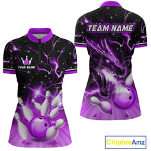 Load image into Gallery viewer, Purple Dragon Flaming Bowling Shirt for Men and Women Custom Bowling Jersey for Team MBL87