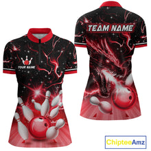 Load image into Gallery viewer, Red Dragon Flaming Bowling Shirt for Men and Women Custom Bowling Jersey for Team MBL87