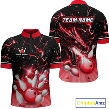 Load image into Gallery viewer, Red Dragon Flaming Bowling Shirt for Men and Women Custom Bowling Jersey for Team MBL87