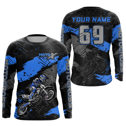 Motocross Racing Off-road Jersey Blue Dirt Bike Riding Shirt For Men Kid Women XM303