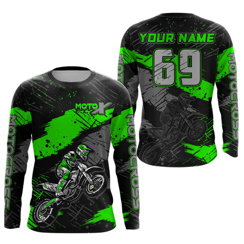 Motocross Racing Off-road Jersey Green Dirt Bike Riding Shirt For Men Kid Women XM303