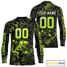 Load image into Gallery viewer, Dinosaur ATV Racing Jersey Custom Green ATV Motocross Shirt Kid Adult ATV Jersey MX133