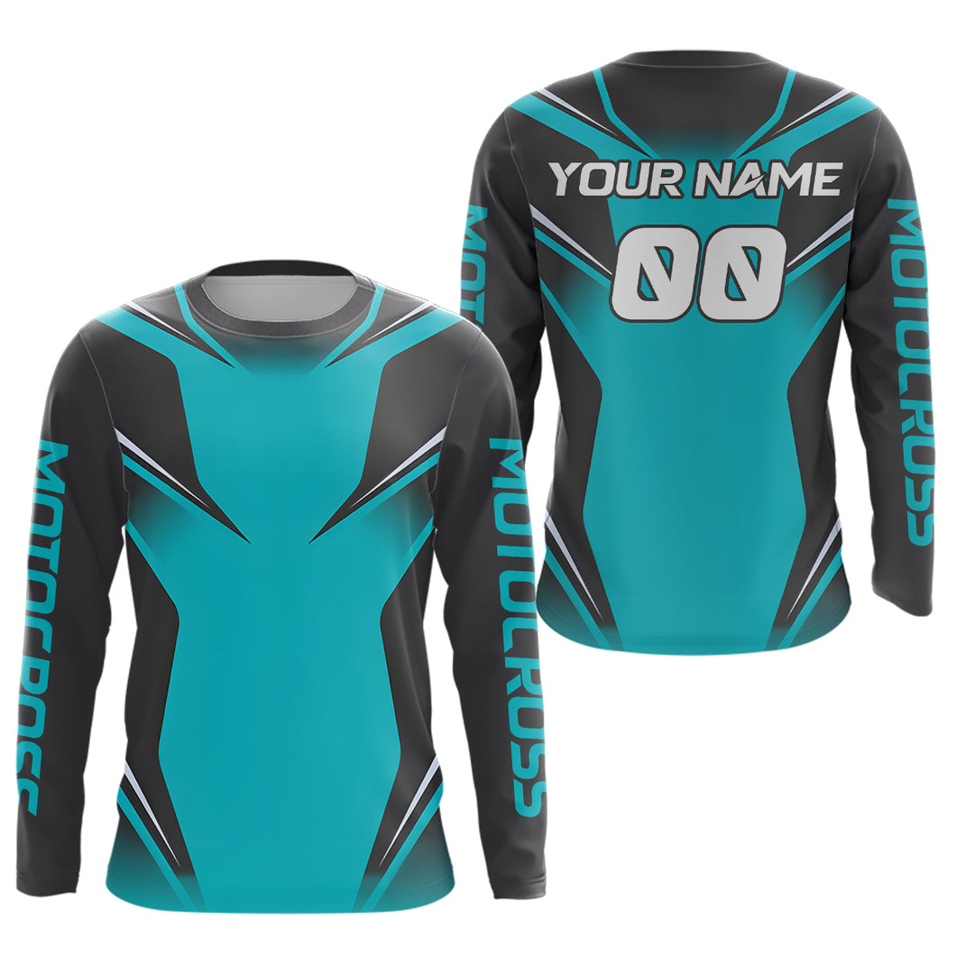 Blue Motocross Racing Jersey Custom Dirt Bike Shirt for Kid Women Men Off road Shirts XM375