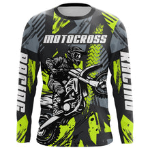 Load image into Gallery viewer, Custom Motocross Racing Jersey Men Kid Dirt Bike Shirt UPF30+ Off-Road Shirt Lime Green XM237