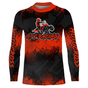 ATV Motocross Racing Jersey Red Black Upf30+ Quad Bike Shirt Kid Men ATV Riding Jersey MX26