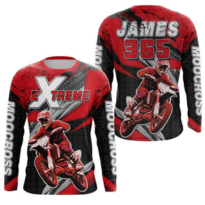 Motocross Racing Jersey Upf30+ Custom Dirt Bike Shirt Men Women Kid Red Off-Road XM120