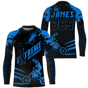 Motocross Jersey Dirt Bike Shirt Men Kid Women Youth UPF30+ Blue Racing Jersey Extreme Off-Road XM48