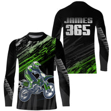 Load image into Gallery viewer, Motocross Racing Jersey Green Black UPF30+ Youth Dirt Bike Shirt Men Kid Off-road Shirt XM181
