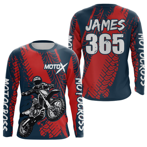 Motocross Racing Jersey UPF30+ Youth Adult&Kid Dirt Bike Motox Off-Road Red MX Racing Shirt XM86