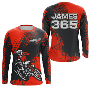 Red Motocross Racing Jersey Men Kid UPF30+ Dirt Bike Off-Road Shirt MX Racing Jersey XM192