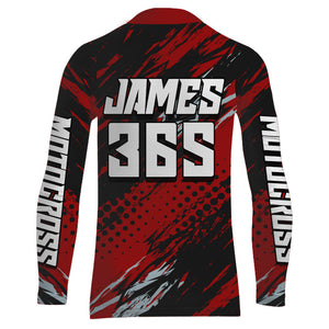 Red Motocross Racing Jersey Youth UPF30+ Dirt Bike Shirt Off-Road MX Racing Jersey XM149