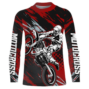 Red Motocross Racing Jersey Youth UPF30+ Dirt Bike Shirt Off-Road MX Racing Jersey XM149