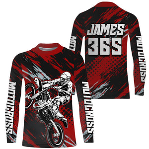 Red Motocross Racing Jersey Youth UPF30+ Dirt Bike Shirt Off-Road MX Racing Jersey XM149