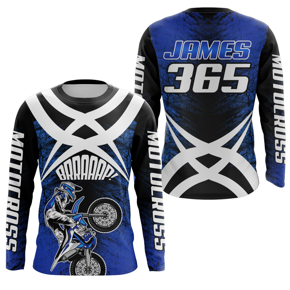 Blue Motocross Racing Jersey Youth Dirt Bike Shirt UPF30+ Motorcycle Racing Jersey XM198