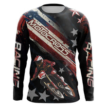 Load image into Gallery viewer, American Flag Motocross Racing Jersey UPF30+ Youth  Dirt Bike Shirt Kid Women Men Patriotic XM98