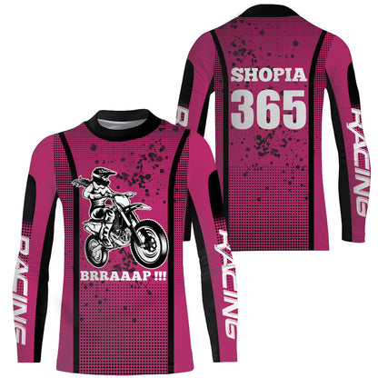 Motocross Racing Jersey Girl Women UPF30+ Pink Off-Road Youth Dirt Bike Riding Shirt XM168