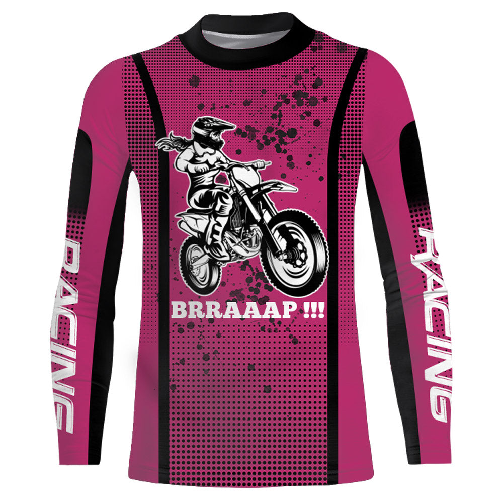 Motocross Racing Jersey Girl Women UPF30+ Pink Off-Road Youth Dirt Bike Riding Shirt XM168