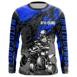 Custom ATV Motocross Jersey Blue Upf30+ Quad Bike Off-Road Jersey Men Kid ATV Riding MX61