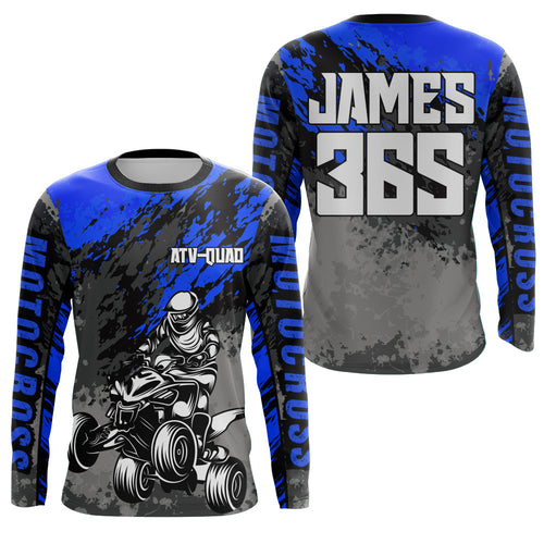 Custom ATV Motocross Jersey Blue Upf30+ Quad Bike Off-Road Jersey Men Kid ATV Riding MX61