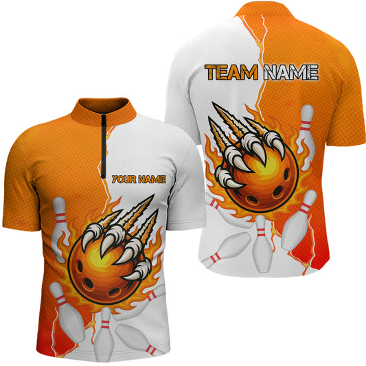 Custom Sharp Claws Bowling Shirt Orange Men Women Team Bowling Flaming Jerseys MBL91