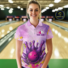Load image into Gallery viewer, Purple Bowling Shirts for Women Men Team Bowling Polo &amp; Quarter Zip for Bowlers MBL119