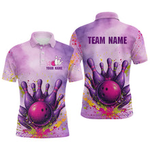 Load image into Gallery viewer, Purple Bowling Shirts for Women Men Team Bowling Polo &amp; Quarter Zip for Bowlers MBL119