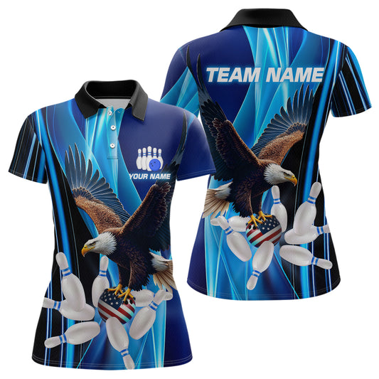 Custom Blue Eagle Bowling Shirt for Men Women Team Bowling Polo Shirts & 1/4 Zip MBL95
