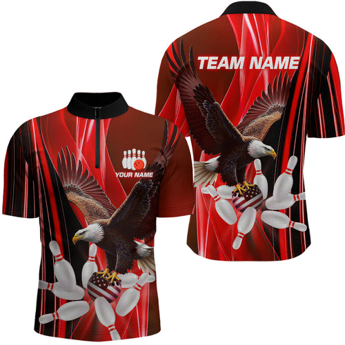 Custom Red Eagle Bowling Shirt for Men Women Team Bowling Polo Shirts & 1/4 Zip MBL95