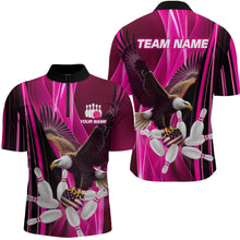 Load image into Gallery viewer, Custom Pink Eagle Bowling Shirt for Men Women Team Bowling Polo Shirts &amp; 1/4 Zip MBL95