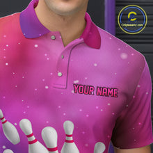 Load image into Gallery viewer, Custom Pink Galaxy Bowling Shirts for Men Women Team Bowling Polo and Quarter Zip MBL122