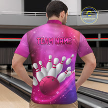 Load image into Gallery viewer, Custom Pink Galaxy Bowling Shirts for Men Women Team Bowling Polo and Quarter Zip MBL122