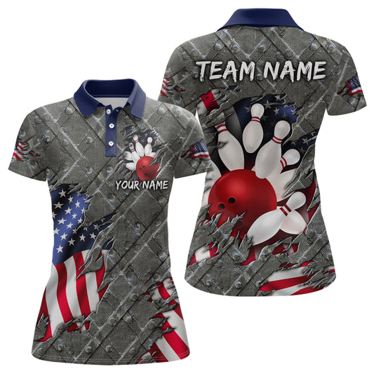 American Flag Bowling Shirt for Men and Women Patriotic Bowling Jere for Bowlers MBL38