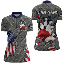 Load image into Gallery viewer, American Flag Bowling Shirt for Men and Women Patriotic Bowling Jere for Bowlers MBL38