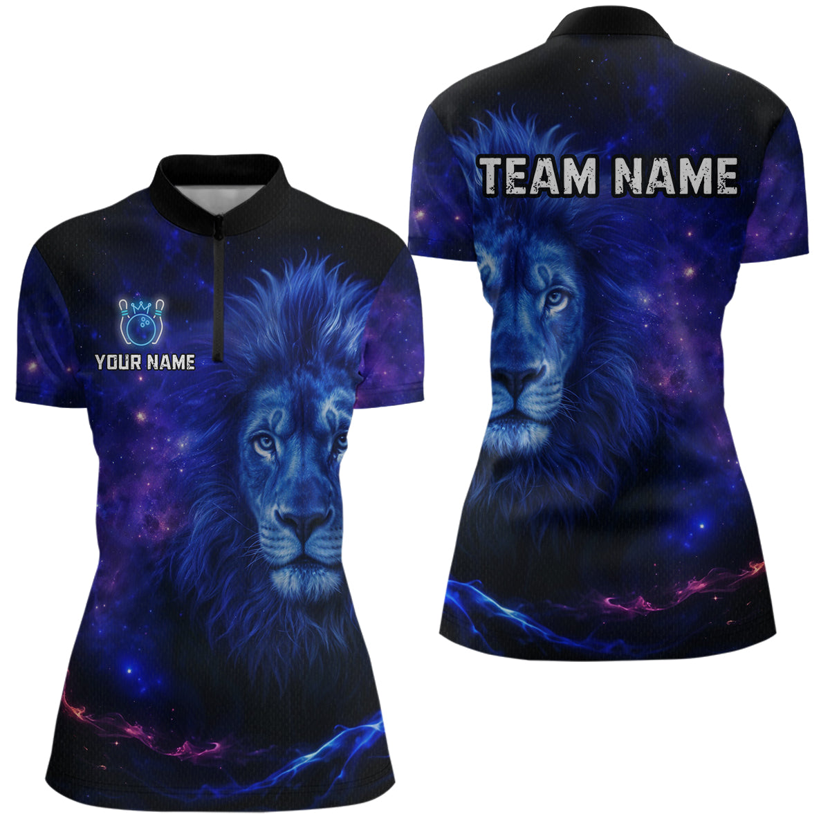Lion Bowling Shirts for Men Women Team Custom Bowling Polo and Quarter Zip MBL128