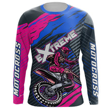 Load image into Gallery viewer, Extreme Motocross Jersey UPF30+ Pink Blue Dirt Bike Racing Biker Girls Motorcycle Shirt XM113