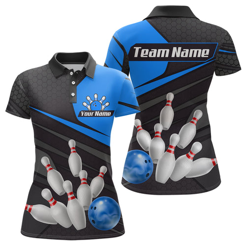 Blue Bowling Shirt for Men&Women Team Bowling Jersey Colorful Bowling Polo & 1/4 Zip MBL49