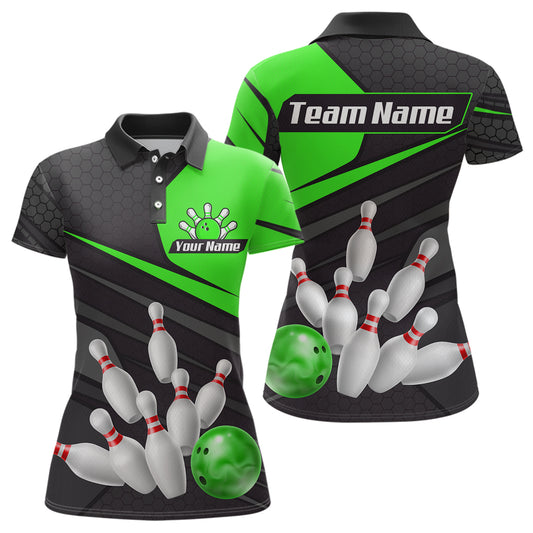 Green Bowling Shirt for Men&Women Team Bowling Jersey Colorful Bowling Polo & 1/4 Zip MBL49