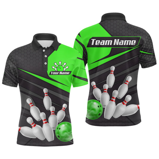Green Bowling Shirt for Men&Women Team Bowling Jersey Colorful Bowling Polo & 1/4 Zip MBL49