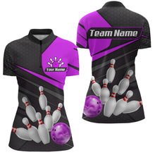 Load image into Gallery viewer, Purple Bowling Shirt for Men&amp;Women Team Bowling Jersey Colorful Bowling Polo &amp; 1/4 Zip MBL49