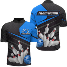 Load image into Gallery viewer, Blue Bowling Shirt for Men&amp;Women Team Bowling Jersey Colorful Bowling Polo &amp; 1/4 Zip MBL49