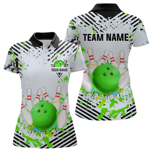 Green Bowling Shirts Custom Watercolor Bowling Jersey for Men Women with Team Name MBL53
