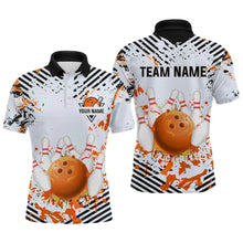 Load image into Gallery viewer, Orange Bowling Shirts Custom Watercolor Bowling Jersey for Men Women with Team Name MBL53