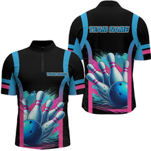 Load image into Gallery viewer, Pink&amp;Blue Bowling Shirt for Men Women Team Bowling Jersey Bowling Polo &amp; 1/4 Zip MBL57