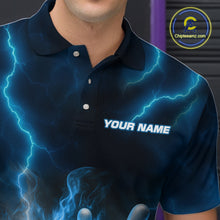 Load image into Gallery viewer, Lightning Blue Bowling Shirts for Women Men Custom Team Bowling Polo &amp; Quarter Zip MBL131